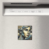 Abstrakt Ai Art | Frauengesicht Magnet (In Situ (Geschirrspüler))