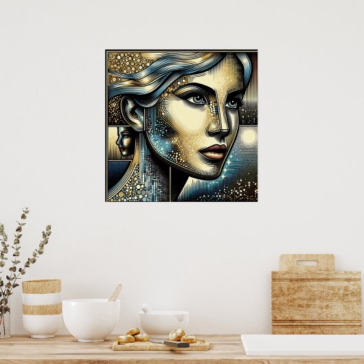 Abstrakt Ai Art | Frauengesicht Poster (Küche)