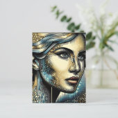 Abstrakt Ai Art | Frauengesicht Postkarte (Stehend Vorderseite)