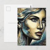 Abstrakt Ai Art | Frauengesicht Postkarte (Vorne/Hinten)