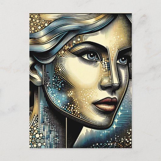 Abstrakt Ai Art | Frauengesicht Postkarte (Vorderseite)