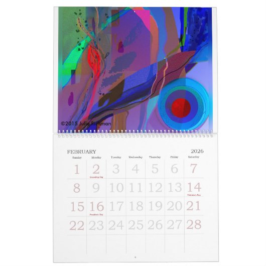 Abstrakt alle neue Digital-Kunst durch Julie Kalender (Feb 2026)