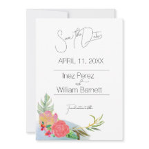 Abstrakt Aloha Watercolor Floral Save the Date