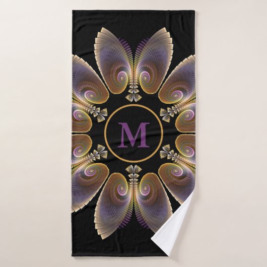 Abstrakt Angel Wings Mandala Fraktal Monogram Badehandtuch (Badehandtuch)
