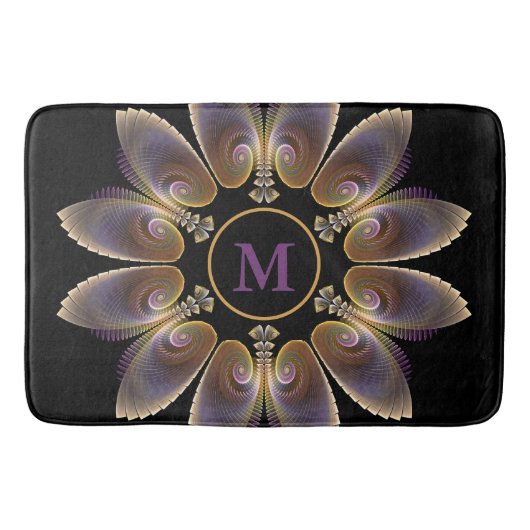 Abstrakt Angel Wings Mandala Fraktal Monogram Badematte (Vorderseite)