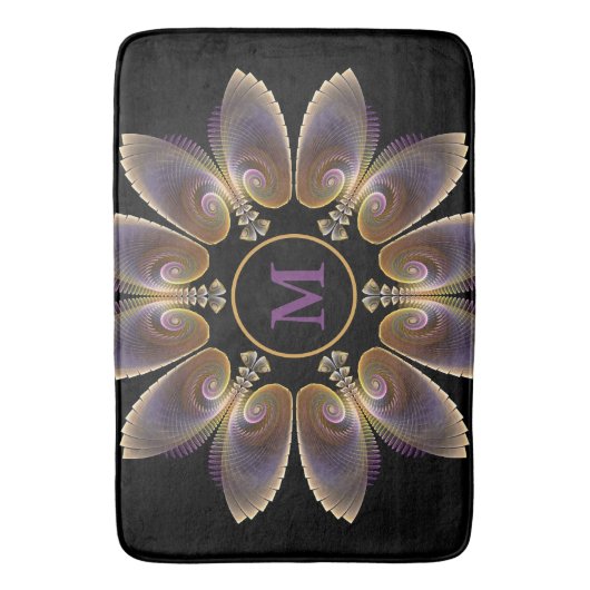 Abstrakt Angel Wings Mandala Fraktal Monogram Badematte (Vorderseite Vertikal)
