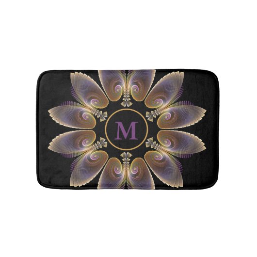 Abstrakt Angel Wings Mandala Fraktal Monogram Badematte (Vorderseite)