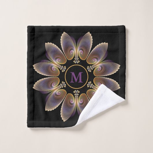 Abstrakt Angel Wings Mandala Fraktal Monogram Badhandtuch Set (Waschlappen)