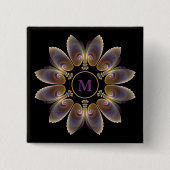 Abstrakt Angel Wings Mandala Fraktal Monogram Button (Vorderseite)