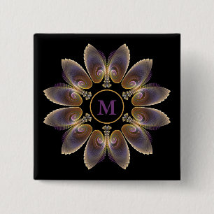 Abstrakt Angel Wings Mandala Fraktal Monogram Button