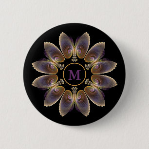 Abstrakt Angel Wings Mandala Fraktal Monogram Button