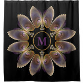 Abstrakt Angel Wings Mandala Fraktal Monogram Duschvorhang (Vorderseite)