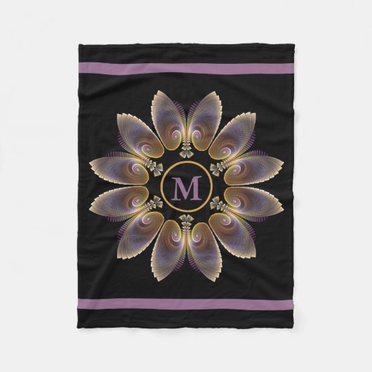 Abstrakt Angel Wings Mandala Fraktal Monogram Fleecedecke (Vorderseite)