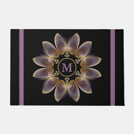 Abstrakt Angel Wings Mandala Fraktal Monogram Fußmatte (Vorderseite)