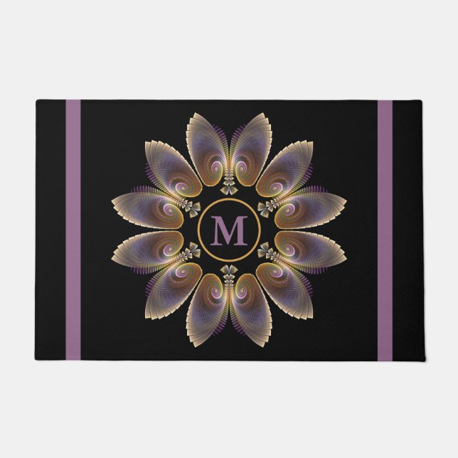 Abstrakt Angel Wings Mandala Fraktal Monogram Fußmatte (Vorderseite)