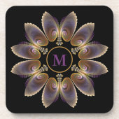 Abstrakt Angel Wings Mandala Fraktal Monogram Getränkeuntersetzer (Vorderseite)