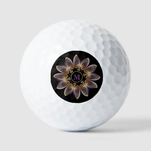 Abstrakt Angel Wings Mandala Fraktal Monogram Golfball (Vorderseite)