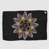 Abstrakt Angel Wings Mandala Fraktal Monogram Golfhandtuch (Horizontal)