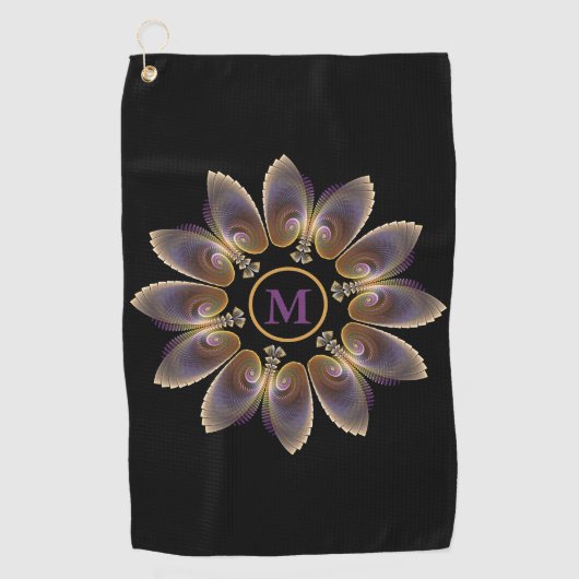 Abstrakt Angel Wings Mandala Fraktal Monogram Golfhandtuch (Vorderseite)