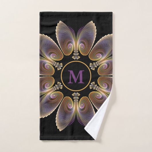Abstrakt Angel Wings Mandala Fraktal Monogram Handtuch (Handtuch)