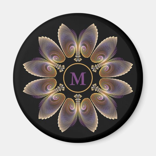 Abstrakt Angel Wings Mandala Fraktal Monogram Magnet (Vorne)