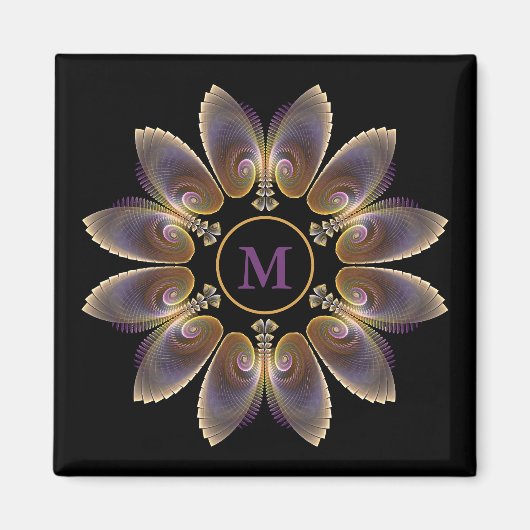 Abstrakt Angel Wings Mandala Fraktal Monogram Magnet (Vorne)