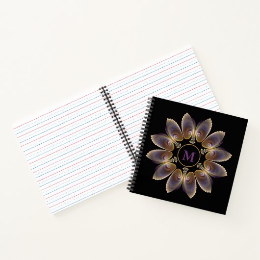 Abstrakt Angel Wings Mandala Fraktal Monogram Notizblock (Innenseite)