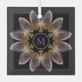 Abstrakt Angel Wings Mandala Fraktal Monogram Ornament Aus Glas (Vorderseite)