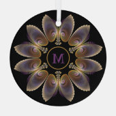 Abstrakt Angel Wings Mandala Fraktal Monogram Ornament Aus Glas (Rückseite)