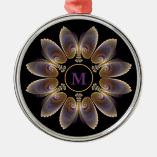 Abstrakt Angel Wings Mandala Fraktal Monogram Ornament Aus Metall