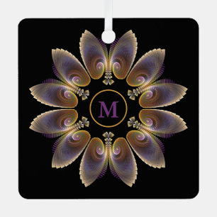 Abstrakt Angel Wings Mandala Fraktal Monogram Ornament Aus Metall