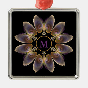 Abstrakt Angel Wings Mandala Fraktal Monogram Ornament Aus Metall