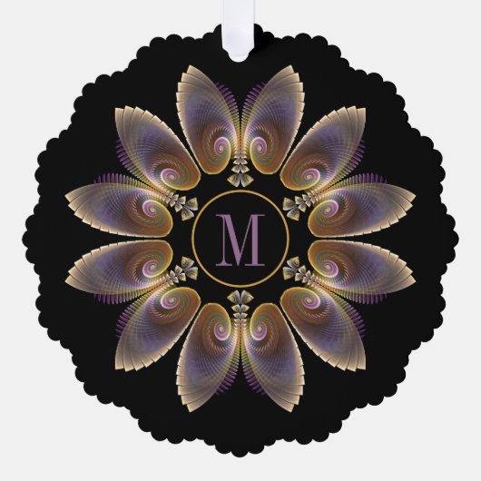 Abstrakt Angel Wings Mandala Fraktal Monogram Ornament Karte (Vorderseite)