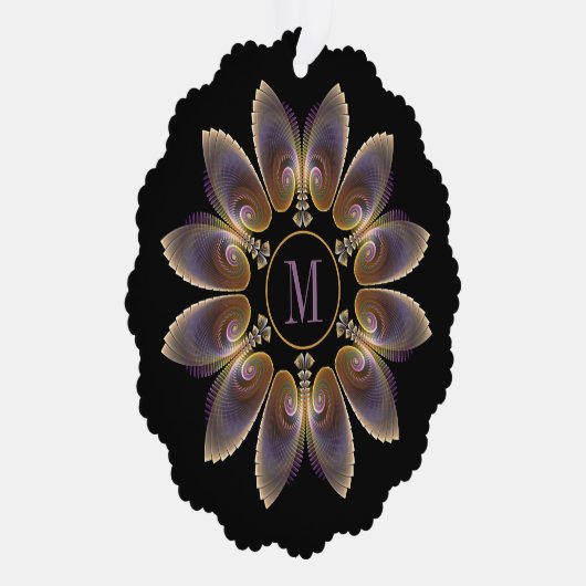 Abstrakt Angel Wings Mandala Fraktal Monogram Ornament Karte (Rechts)