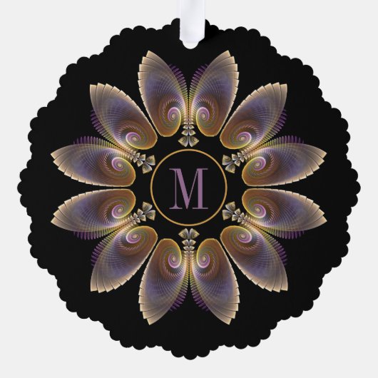 Abstrakt Angel Wings Mandala Fraktal Monogram Ornament Karte (Rückseite)