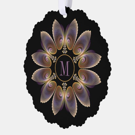 Abstrakt Angel Wings Mandala Fraktal Monogram Ornament Karte (Links)