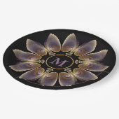 Abstrakt Angel Wings Mandala Fraktal Monogram Pappteller (Schrägansicht)