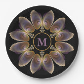 Abstrakt Angel Wings Mandala Fraktal Monogram Pappteller (Vorderseite)