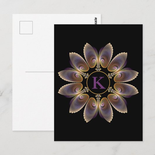 Abstrakt Angel Wings Mandala Fraktal Monogram Postkarte (Vorne/Hinten)