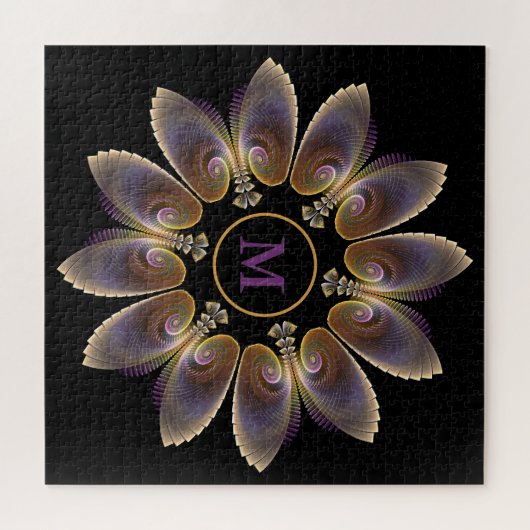 Abstrakt Angel Wings Mandala Fraktal Monogram Puzzle (Horizontal)