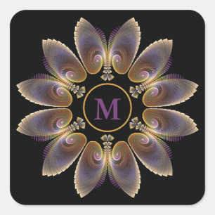 Abstrakt Angel Wings Mandala Fraktal Monogram Quadratischer Aufkleber