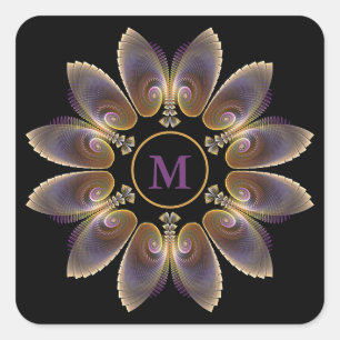 Abstrakt Angel Wings Mandala Fraktal Monogram Quadratischer Aufkleber
