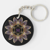 Abstrakt Angel Wings Mandala Fraktal Monogram Schlüsselanhänger (Rückseite)