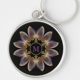 Abstrakt Angel Wings Mandala Fraktal Monogram Schlüsselanhänger