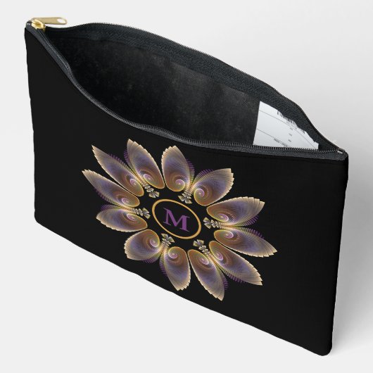 Abstrakt Angel Wings Mandala Fraktal Monogram Zubehörtasche (Offen)