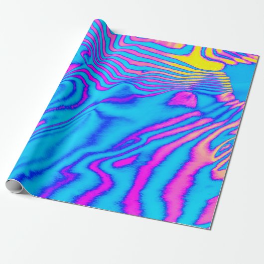Abstrakt angesagte Neon-farbene psychedelische Flu Geschenkpapier (Ungerollt)