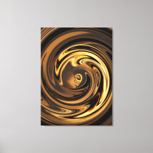 Abstrakt Anime Gold N Brown Wrapped Canvas Print Leinwanddruck