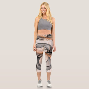 Abstrakt Anthracite Grau Siena Modernes Fraktal Ku Capri Leggings