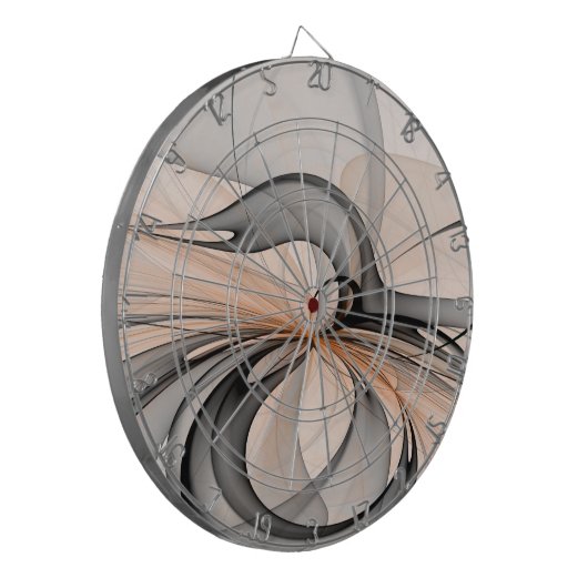 Abstrakt Anthracite Grau Siena Modernes Fraktal Ku Dartscheibe (Vorderseite Links)