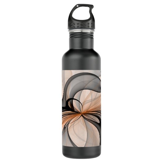 Abstrakt Anthracite Grau Siena Modernes Fraktal Ku Edelstahlflasche (Vorderseite)